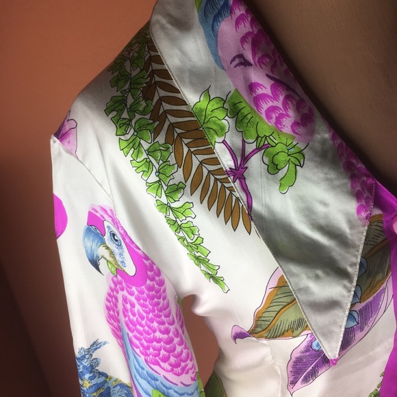 Miss Meng Silk Parrot Print Blouse - Picture 4 of 15
